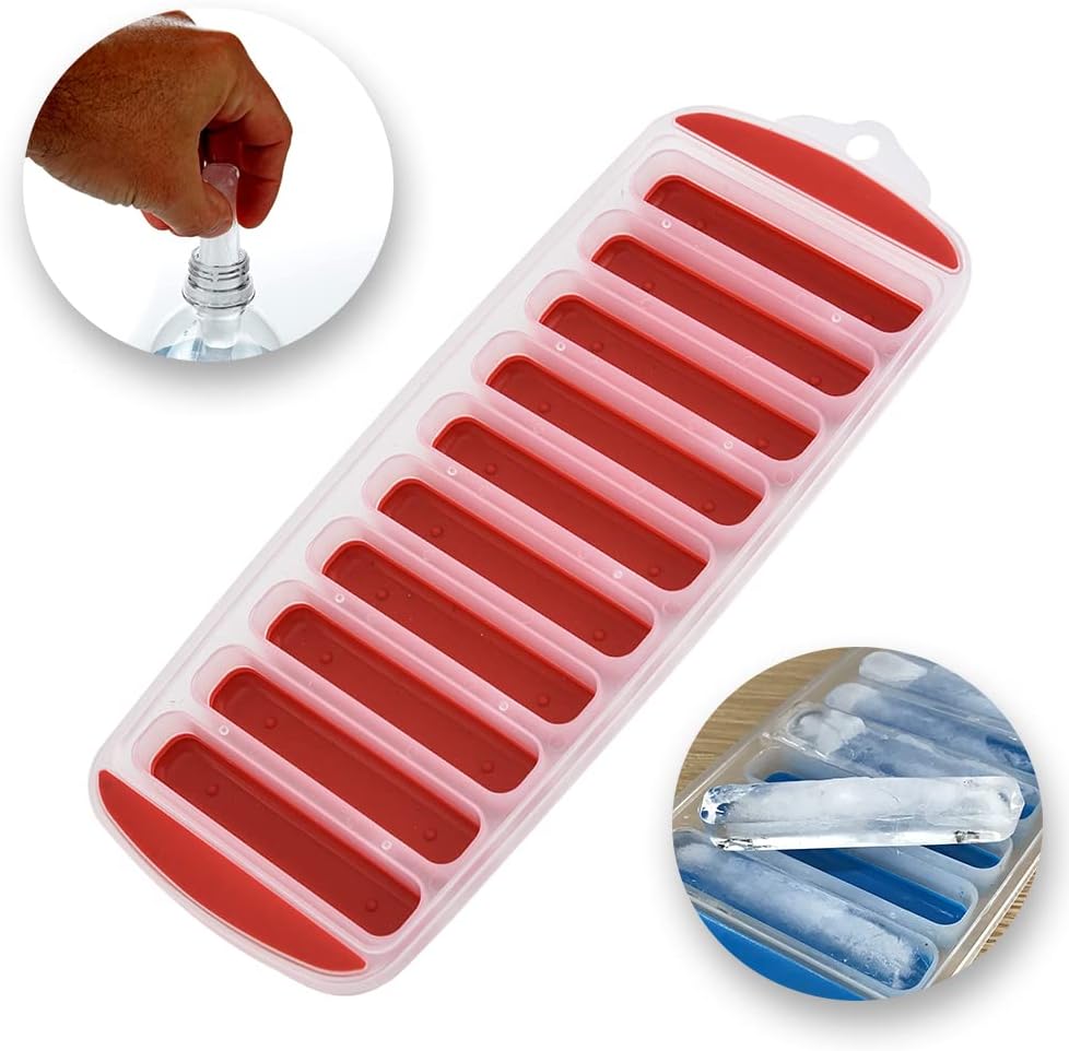 Meswarn® Water Bottle Long Stick Ice Cube Tray with Easy Push Pop Out Silicone Bottom Ice Stick Tray Ideal for Sports and Water Bottles. Pack of 1(Multicolour).