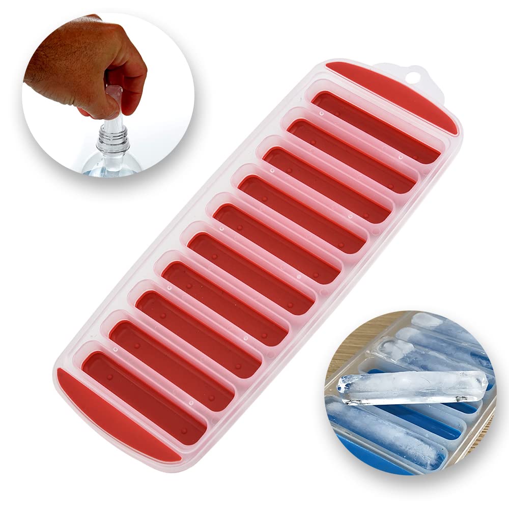 Meswarn® Water Bottle Long Stick Ice Cube Tray with Easy Push Pop Out Silicone Bottom Ice Stick Tray Ideal for Sports and Water Bottles. Pack of 1(Multicolour).