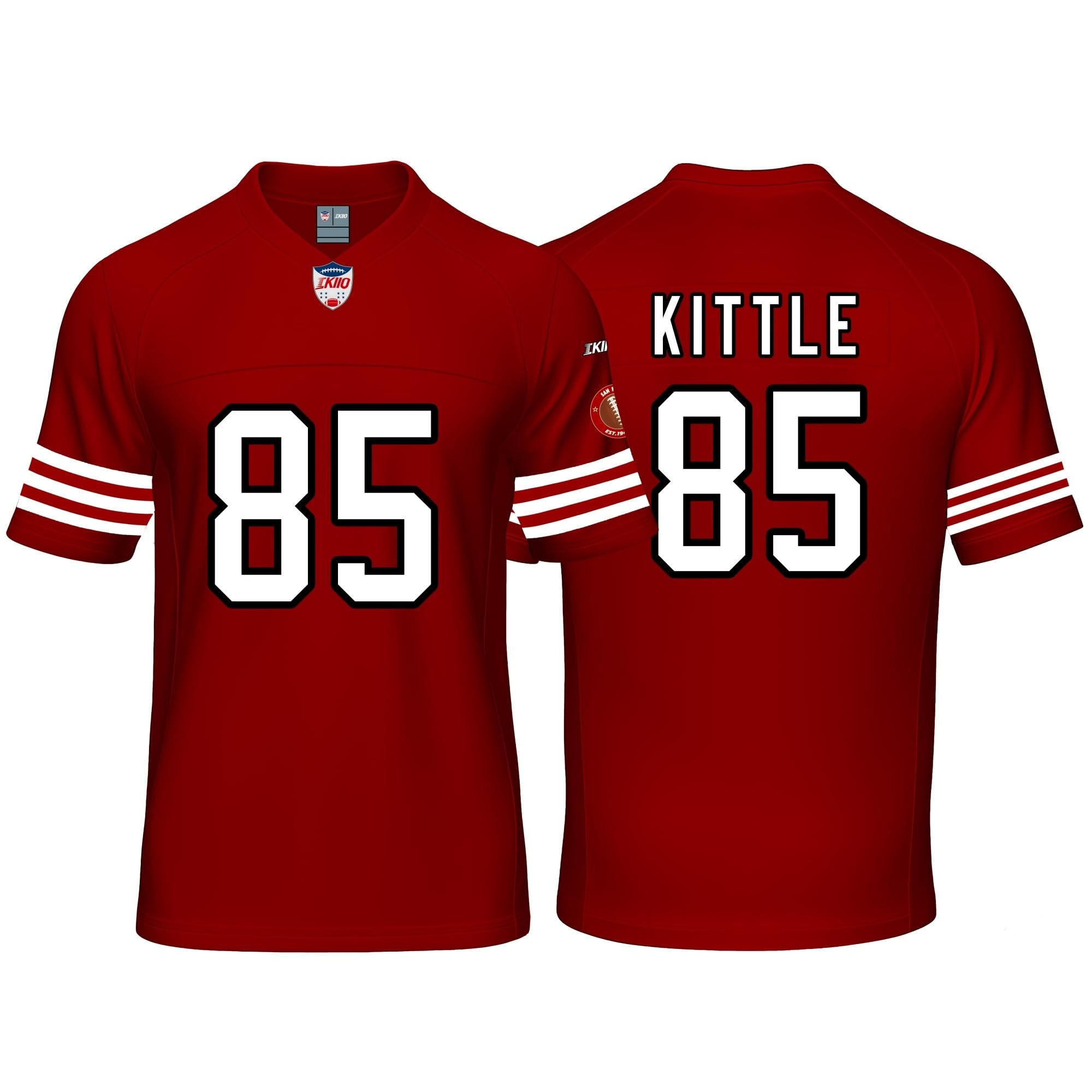 Custom Mens/Youth Football Stitched T-Shirt for Sports Fan Red/White No Brand/Logos