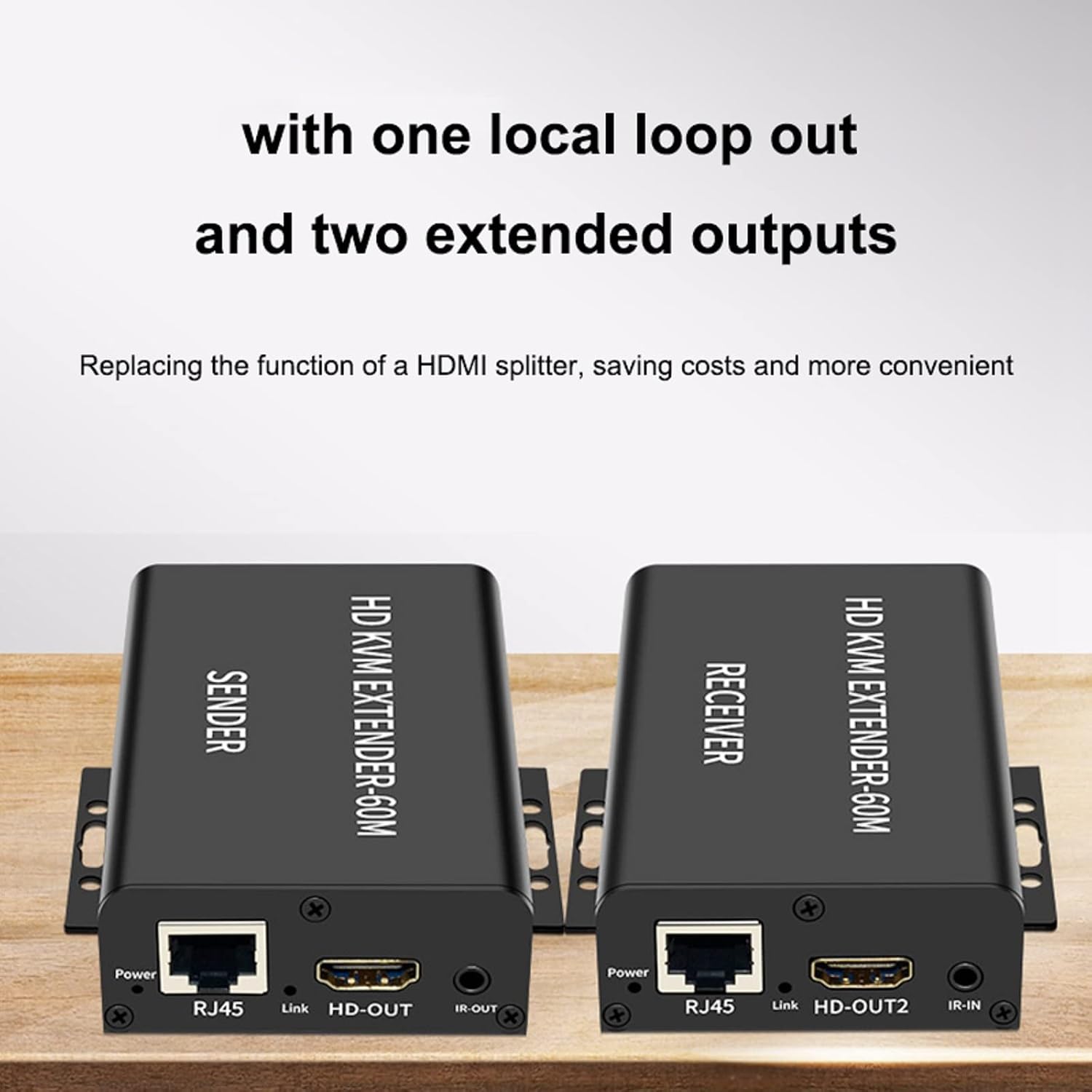 MOUDOAUER USB HDMI KVM Extender Over Rj45, Extend Audio Video Splitter Up to 60m Support Laptop DVD TV