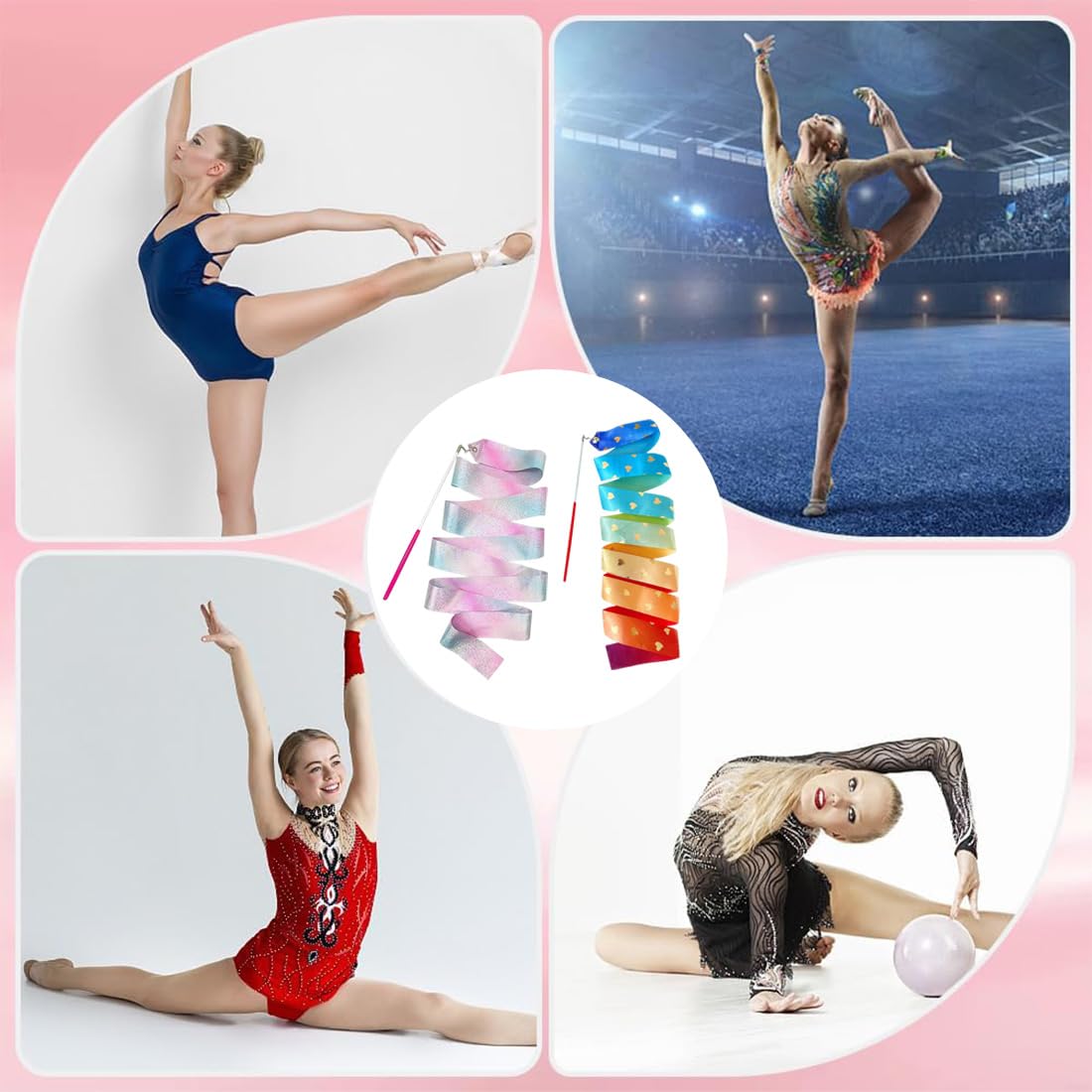 18 Nastri Da Danza Per Bambini Con Asta Da 2 Metri – Ginnastica Ritmica, Spettacoli E Carnevale – Colorati E Lucenti - 5