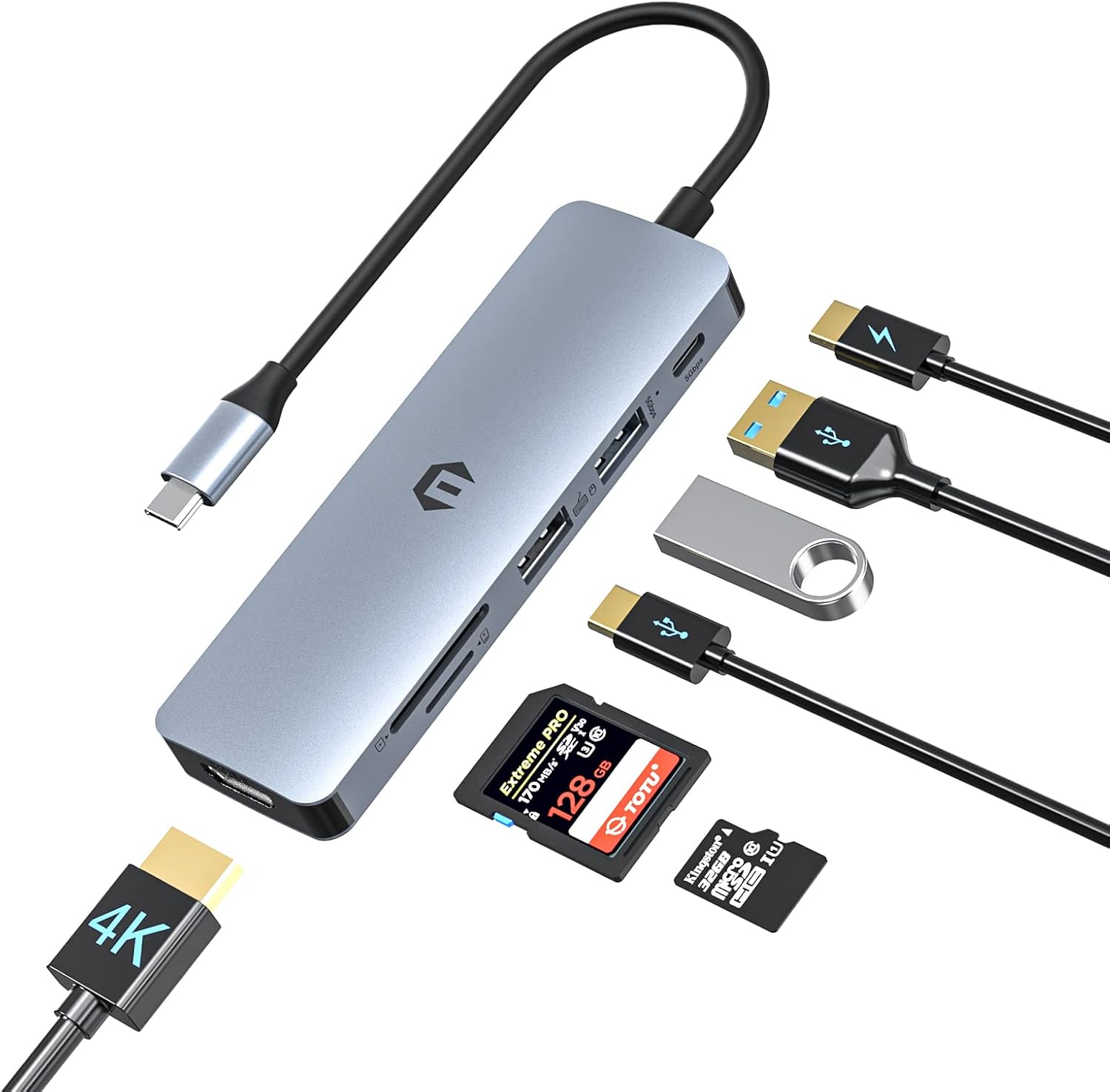 TOTU 6in1 USB C Hub, Multiport Adapter for MacBook Air