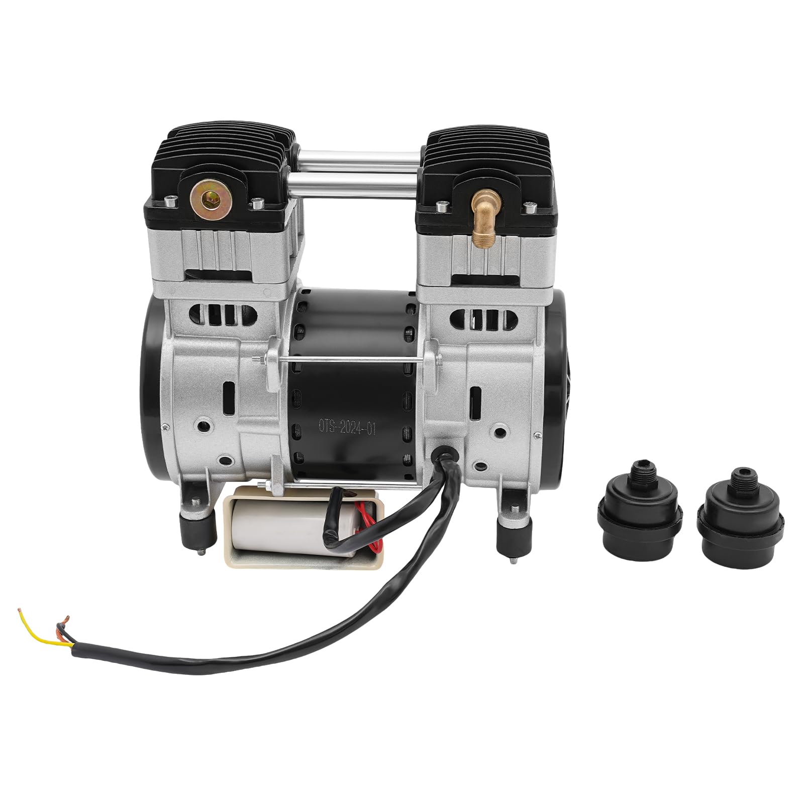 Compresor de aire con cabezal de bomba de 1500 W, con alambre de condensador, 1380 r/min, 140 l/min, 0,7 Mpa, con guardia de seguridad y 2 silenciadores