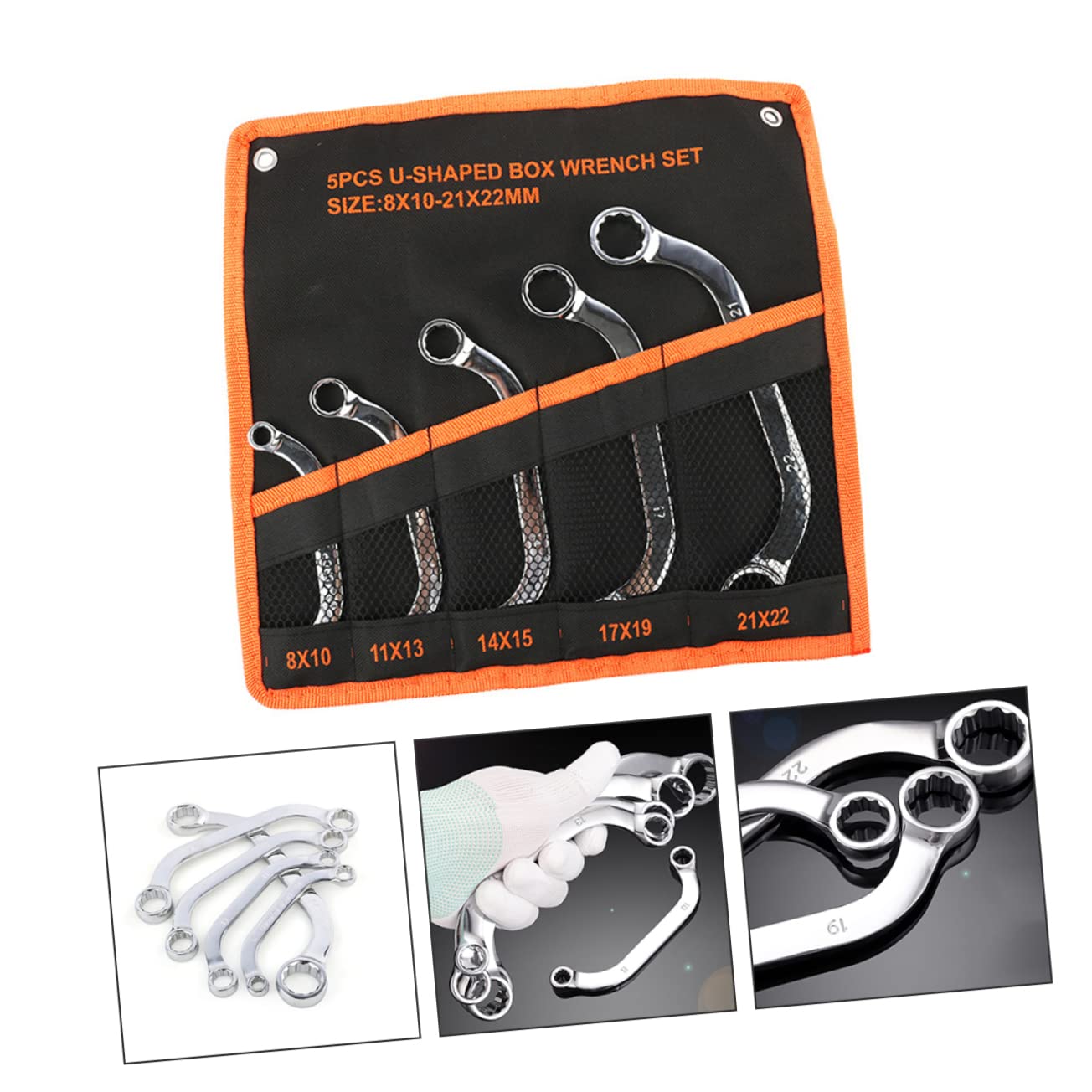 SHINEOFI Coffret de 5 Clés à Douille Multifonction en Acier Chrome-vanadium Argenté Résistantes et Traitées Thermiquement pour Usage Professionnel