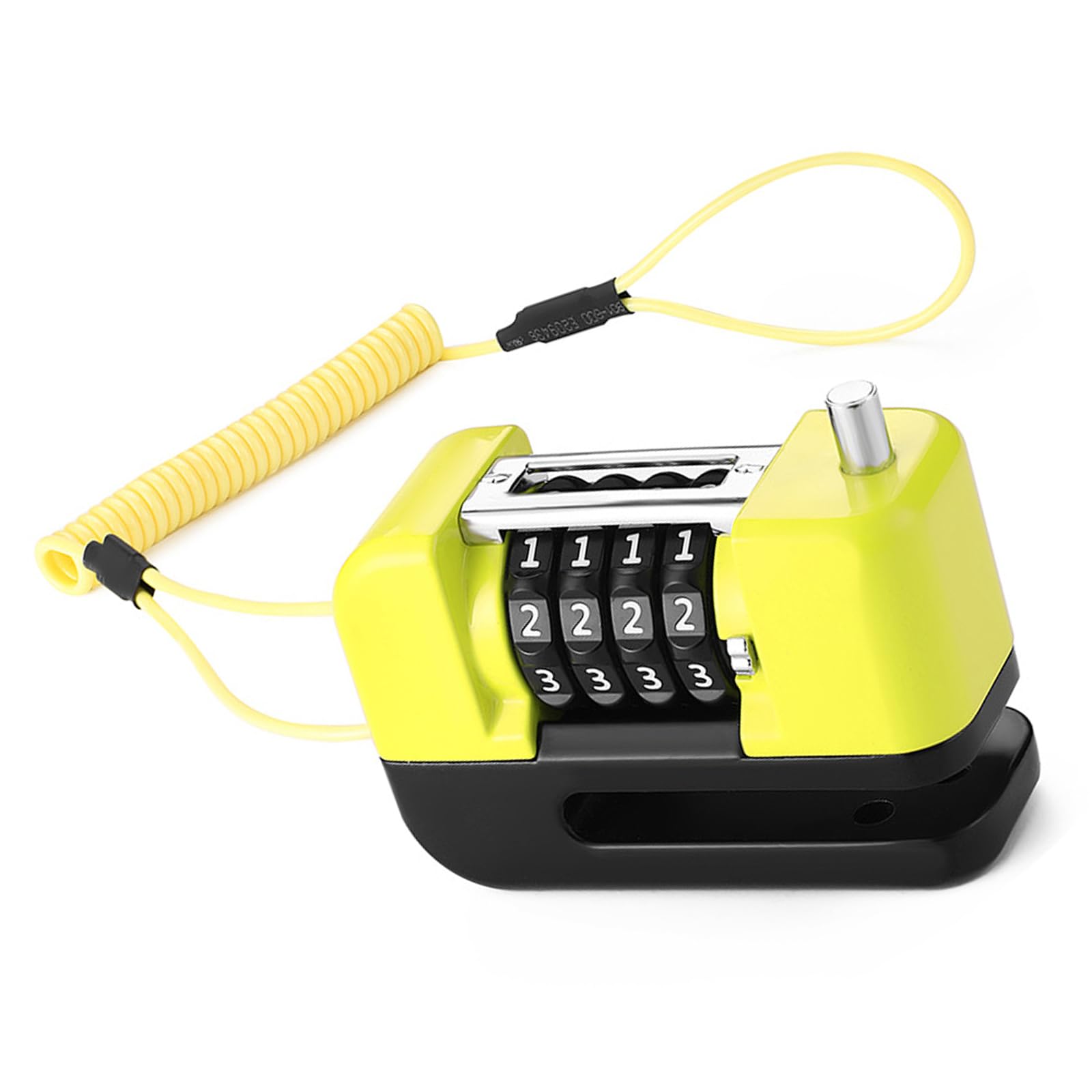 Woedpez Yellow Duty Scooter Bike Wheel Disc 4-Digit Antitheft Combination With Reminder Rope For Electric Bikes Motorcycle Locks