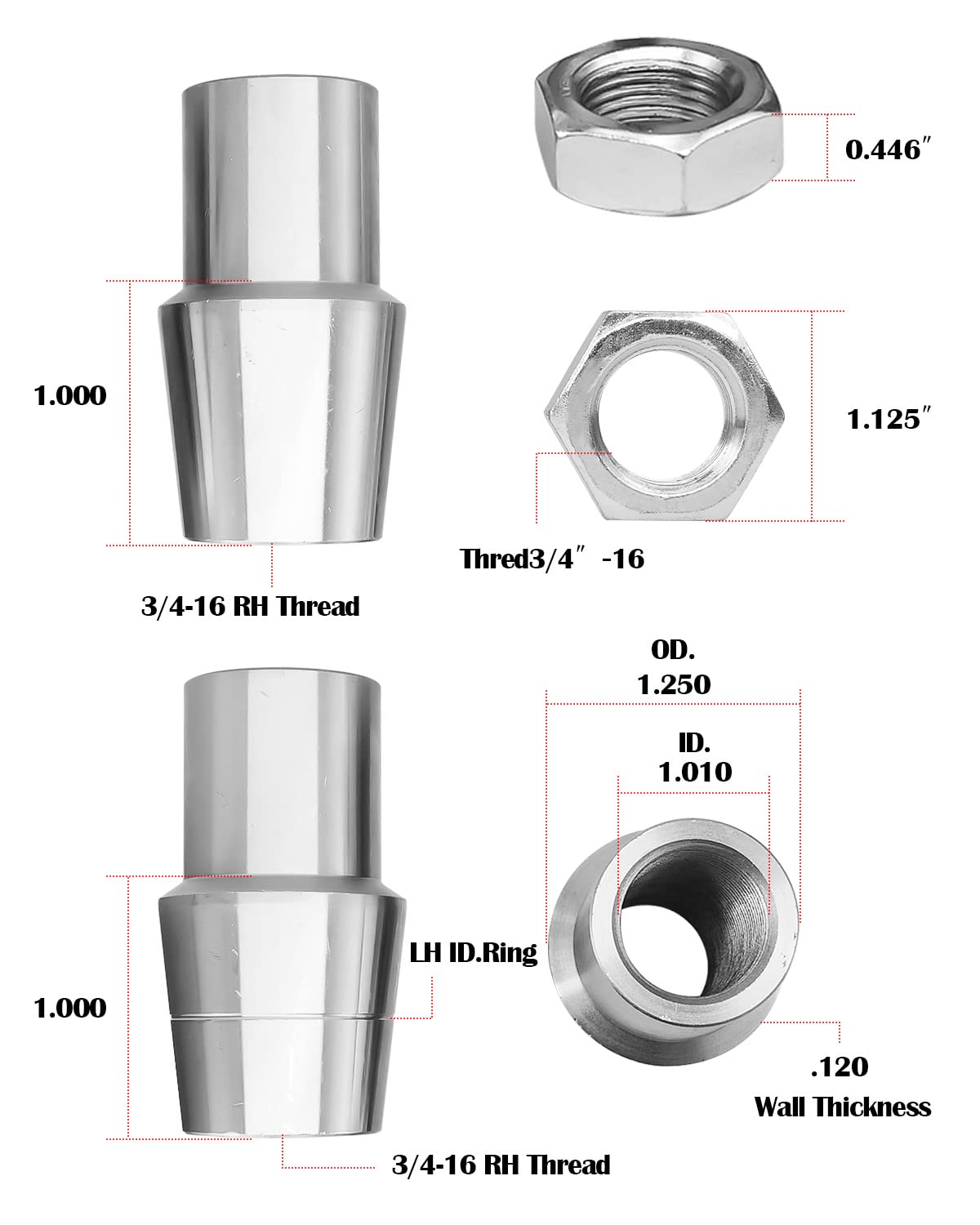Aazon.co: 3/4" Hei Joint Rod End Kit, 750" Chrooly Joints Panhard