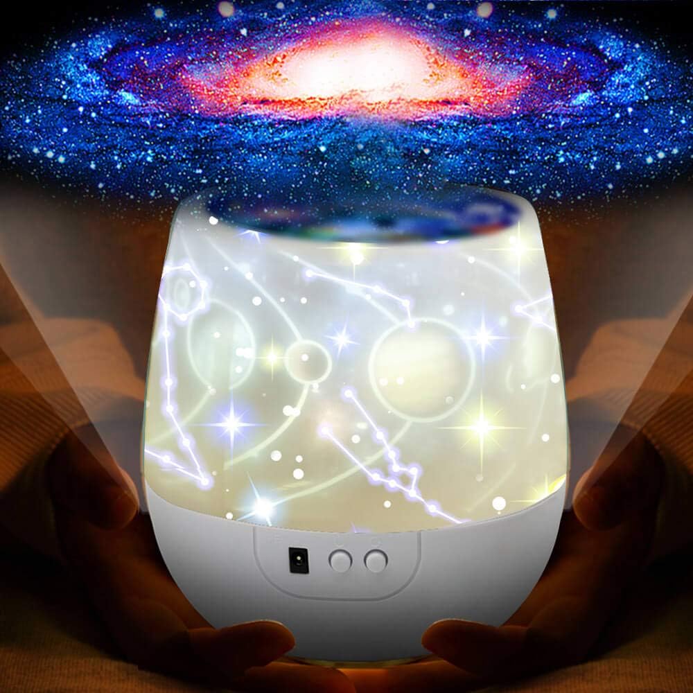 Night Lights for Kids with LED Timer, 360°Rotating Projector Night Lighting Lamps for Indoor Bedrooms, Best Gift for Baby