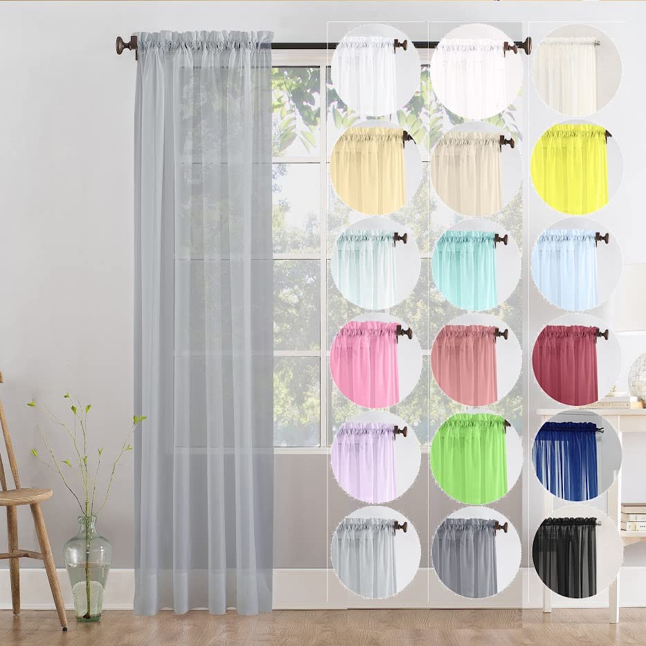 Megachest single panel slot top sheer voile curtain(silver, 56" wideX72 drop 1 Panel)