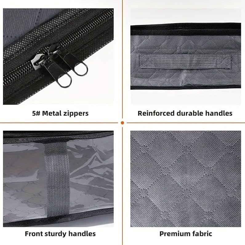 Miniatura 4 de 1 bolsa de almacenamiento no tejida debajo de la cama de 10.57 galones para ropa, transpirable y a prueba de humedad, color gris