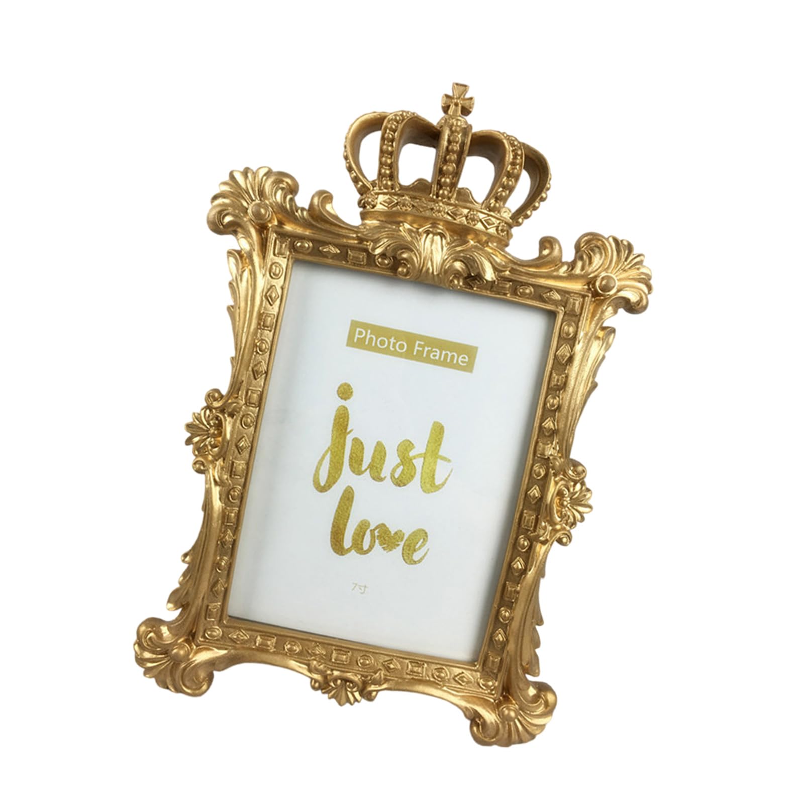Antique Crowns Shape Picture Frame Resin Photo Display Stand with Kickstand for Living Room Bedroom Desktop Decoration Decorative Resin Photo Frame