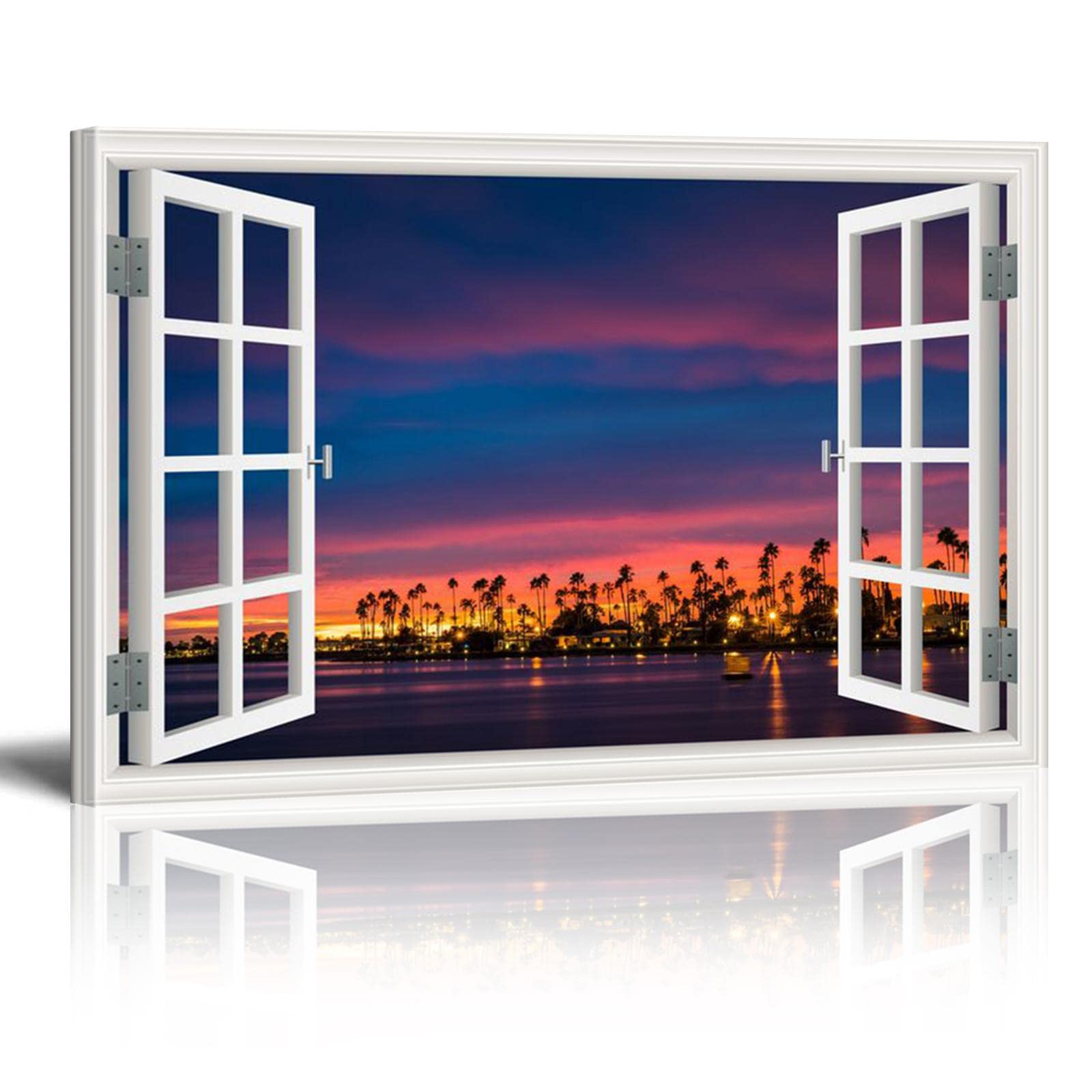 HOLEILUCK Wall Murals for Bedroom Fake Window View Forest Wall Prints With Frame Canvas Picture Extra Large Canvas 70x50cm/28x20in With Frame — image 1