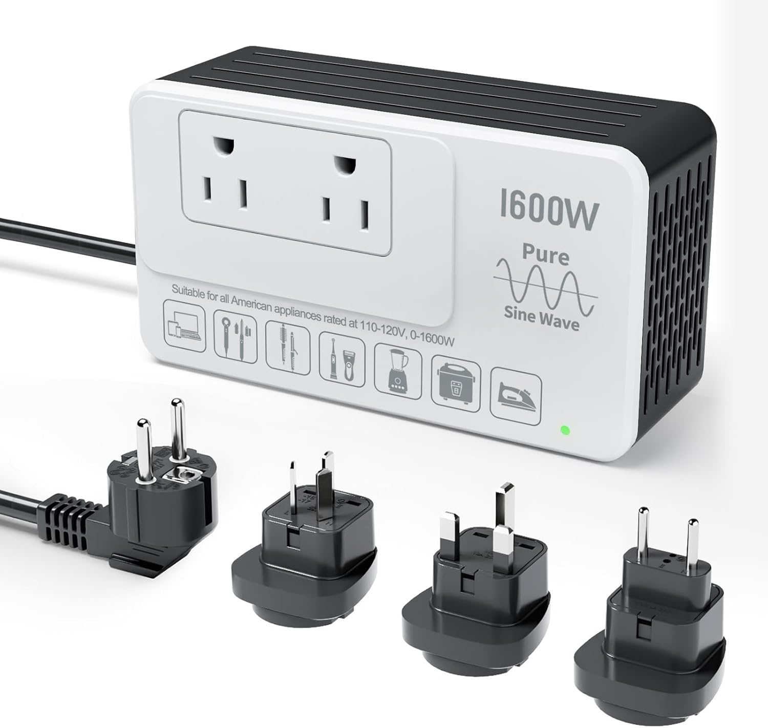 220V to 110V Converter for European International Travel - Eleclead 1600W Voltage Converter US to Europe for Hair Dryer, Straightener, Curling Iron, Plug & Play - Power Any U.S. Appliances in 220-250V