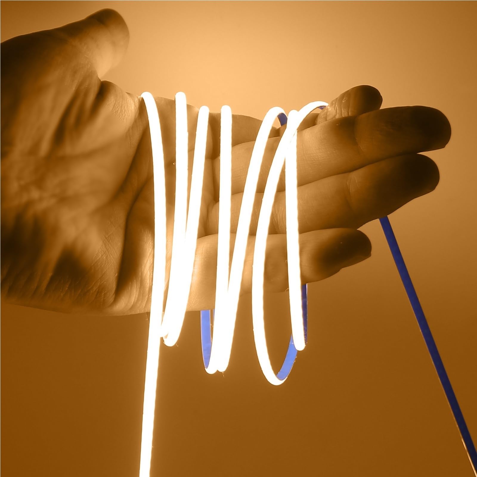 Taśma LED o szerokości 3 mm DC 12 V COB | 320 diod LED/M o wysokiej gęstości, biały/różowy/czerwony/żółty, podświetlenie telewizora (niebieski_5 m)
