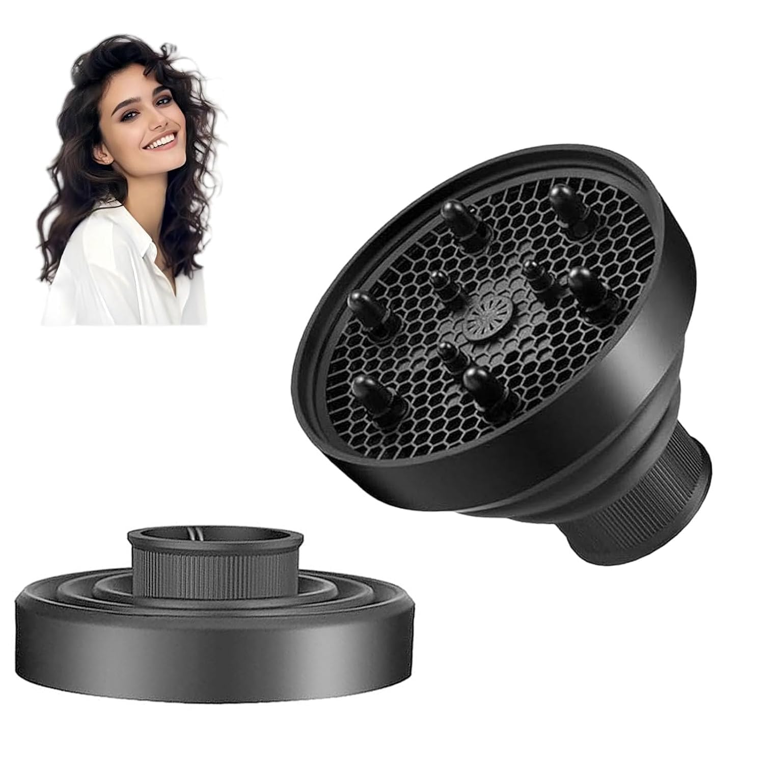 Universal Collapsible Hair Dryer Diffuser, Hair Dryer Diffuser Fit 1.57’’-1.96’’(4-5cm) Round Nozzle, Travel Hair Curly Difusor Attachment, Portable Silicone Diffuser for Hair Dryers
