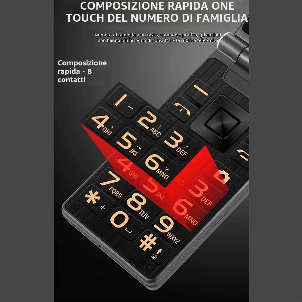 KKPLZZ G10-C Cellulare a Conchiglia per Anziani, Facile da Usare Con Tasti Grandi, Doppio Schermo, Volume Grande e Custodia Protettiva