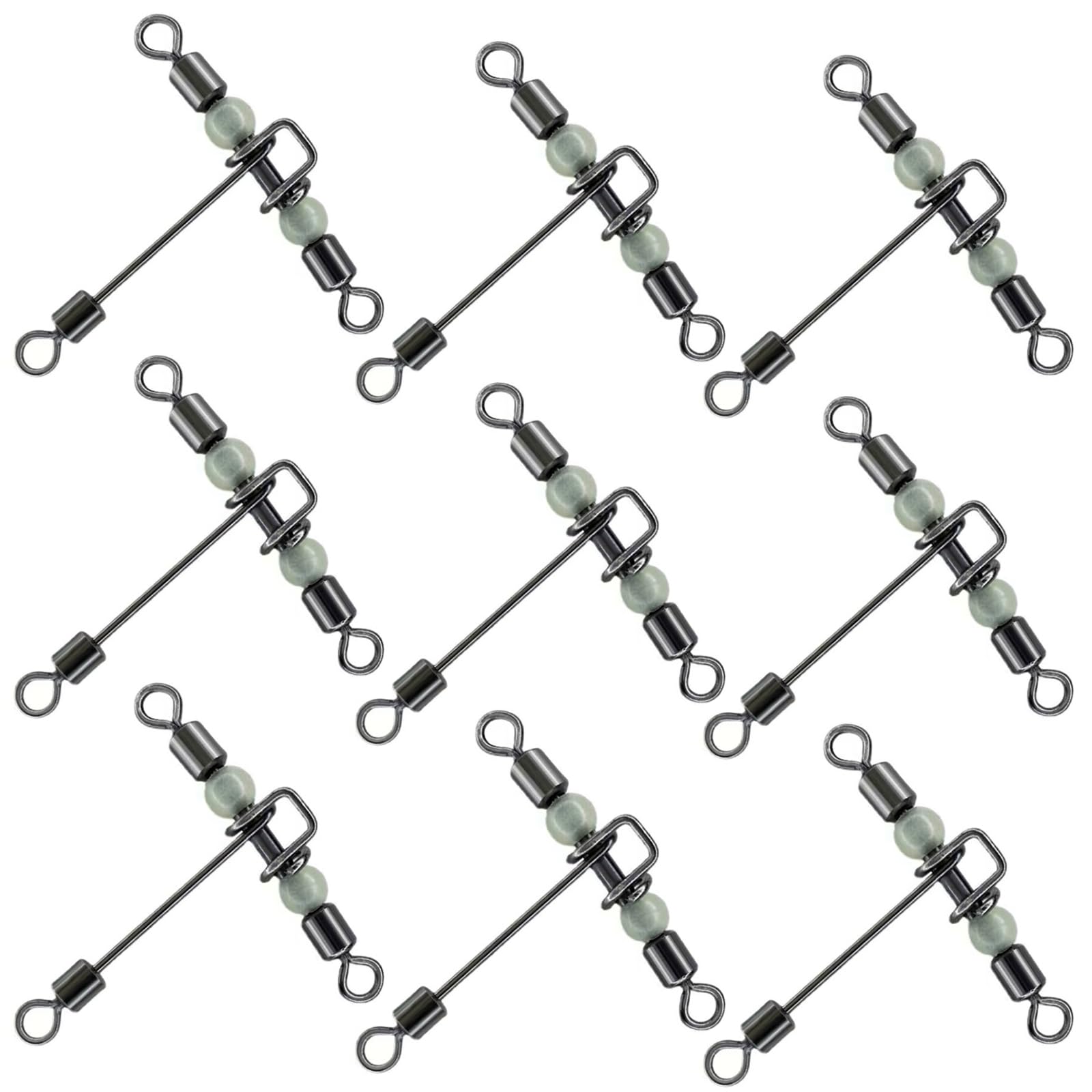 GZXYUAN 25Pcs Luminous Fishing Ball Bearing Swivels Rolling 3 Way Cross Line Swivels Multifuncitonal Beads Fishing Line Hook for Fishing Tackle