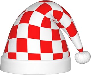 Augenstern Christmas Hat Classic-Red-White-Checkered Xmas Hat Unisex Santa Hat