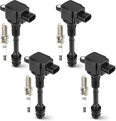 Paquete de 4 bobinas de encendido con 4 bujías de iridio compatibles con Nissan Altima Sentra 2.5L L4 2002 2003 2004 2005 2006 Nissan Altima Sentra