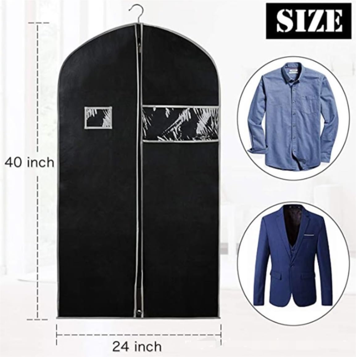 Fundas Ropa Bolsas para Ropa De Viaje, 5 Uds., Funda para 40 Pulgadas, Bolsa para Traje para Almacenamiento, Colgar, para Trajes con Cremallera, para Vestir Cubierta