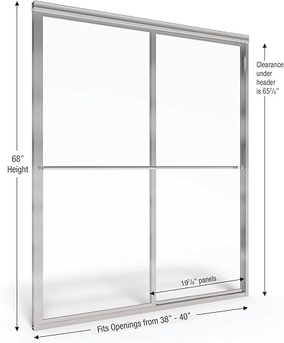 Miniatura 2 de Basco Shower Door DLXH05A4068RNBN Deluxe - Puerta de ducha de níquel cepillado, 68"x38"-40"