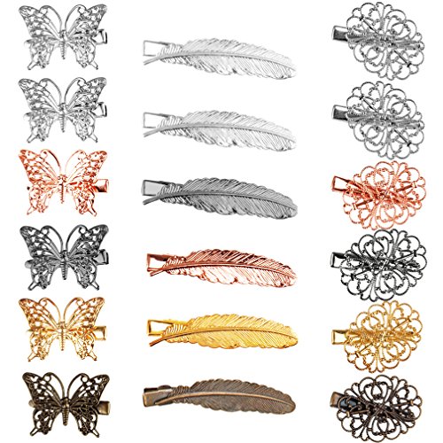 18Pcs Cocider Vintage Style Hair Clips Hair Barrettes for Women Hair Pins Butterfly Flower Feather Shape Hair Accessories