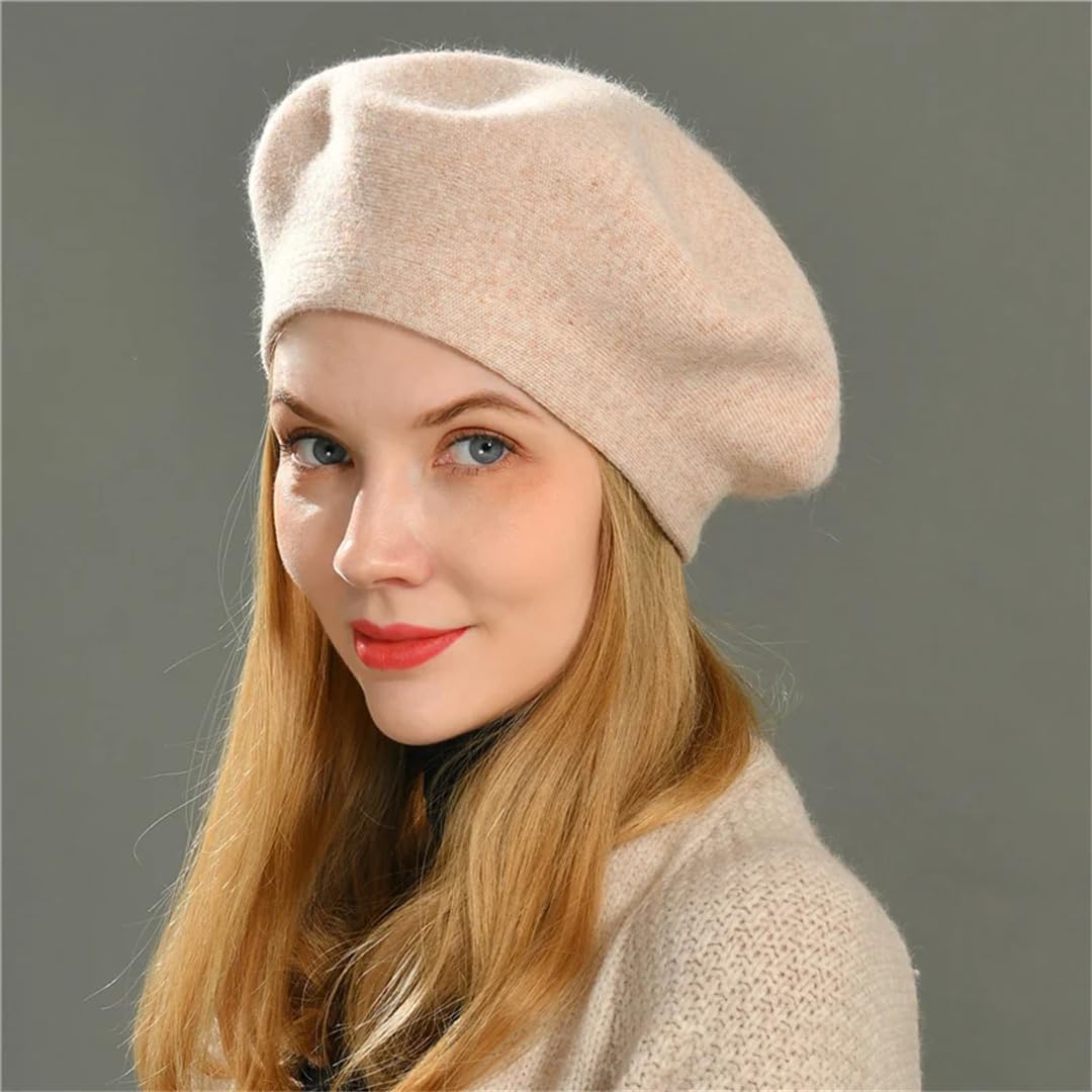 Wvapzxx Damskie wełniane berety ciepła zimowa czapka beanie zwykły jednolity kolor eleganckie jesienne czapki malarskie