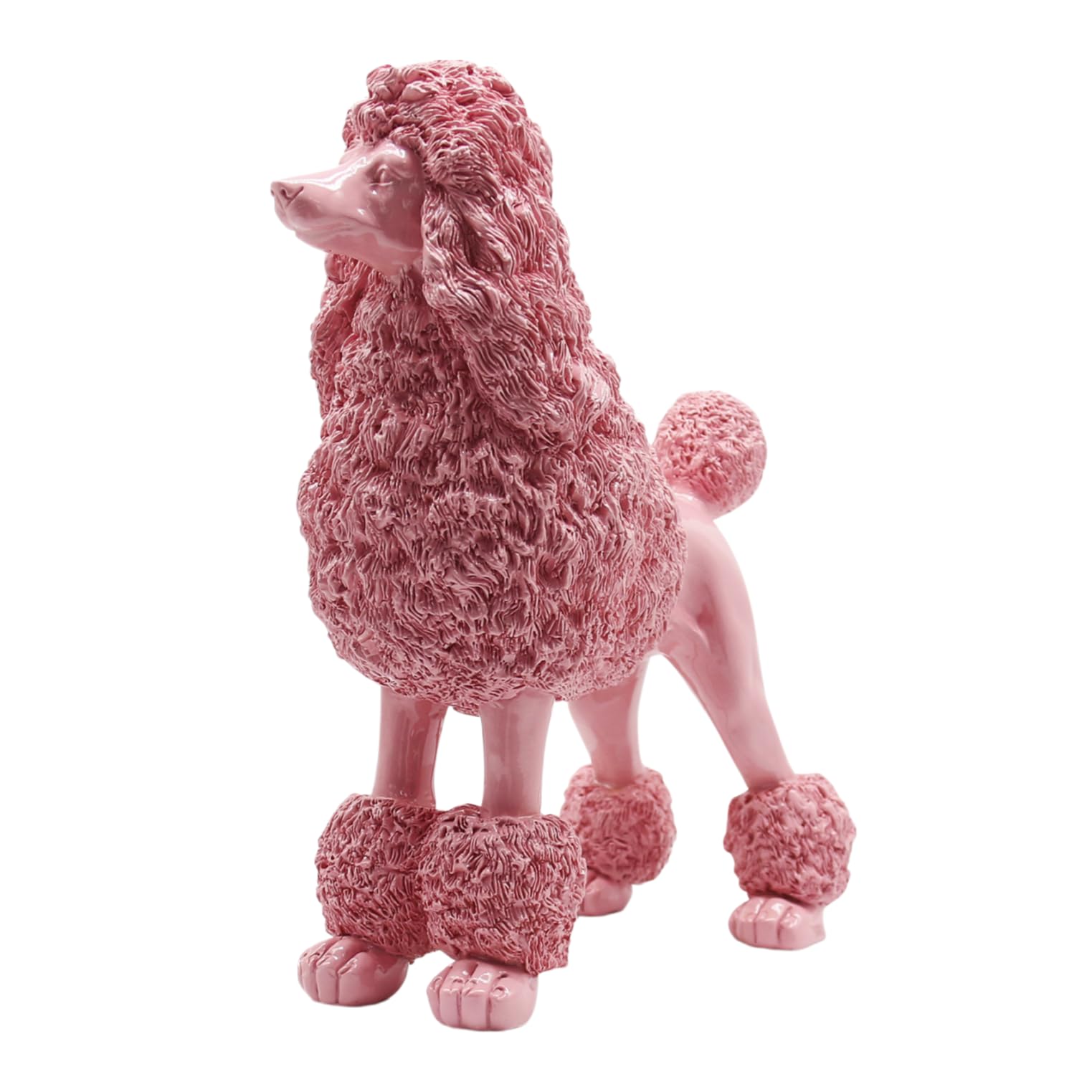 Statua di barboncino rosa, scultura a forma di cane in piedi, decorazione per la casa, decorazione in resina per ufficio, soggiorno, camera da letto, mensole