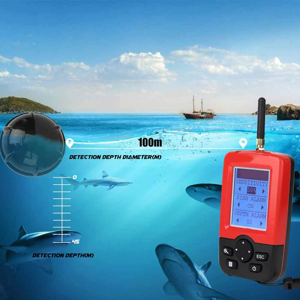 Ecoscandaglio da Pesca Wireless con Sensore Sonar Portatile, Display Colori Profondit¨¤ e Temperatura Acqua, Fish Finder per Navigazione Ricreativa, Rilevatore Pesci Subacqueo