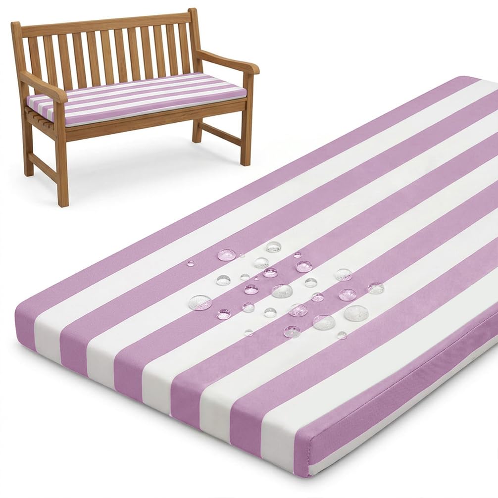 PTKG Waterproof Outdoor Cushions 2/3/4 Seater Chair Seat Pads Removable Cover Cushions for Sofa Waterproof Removable Cover for Garden, Rattan, Patio & Office Seat Pads,Lila,190x45x5cm