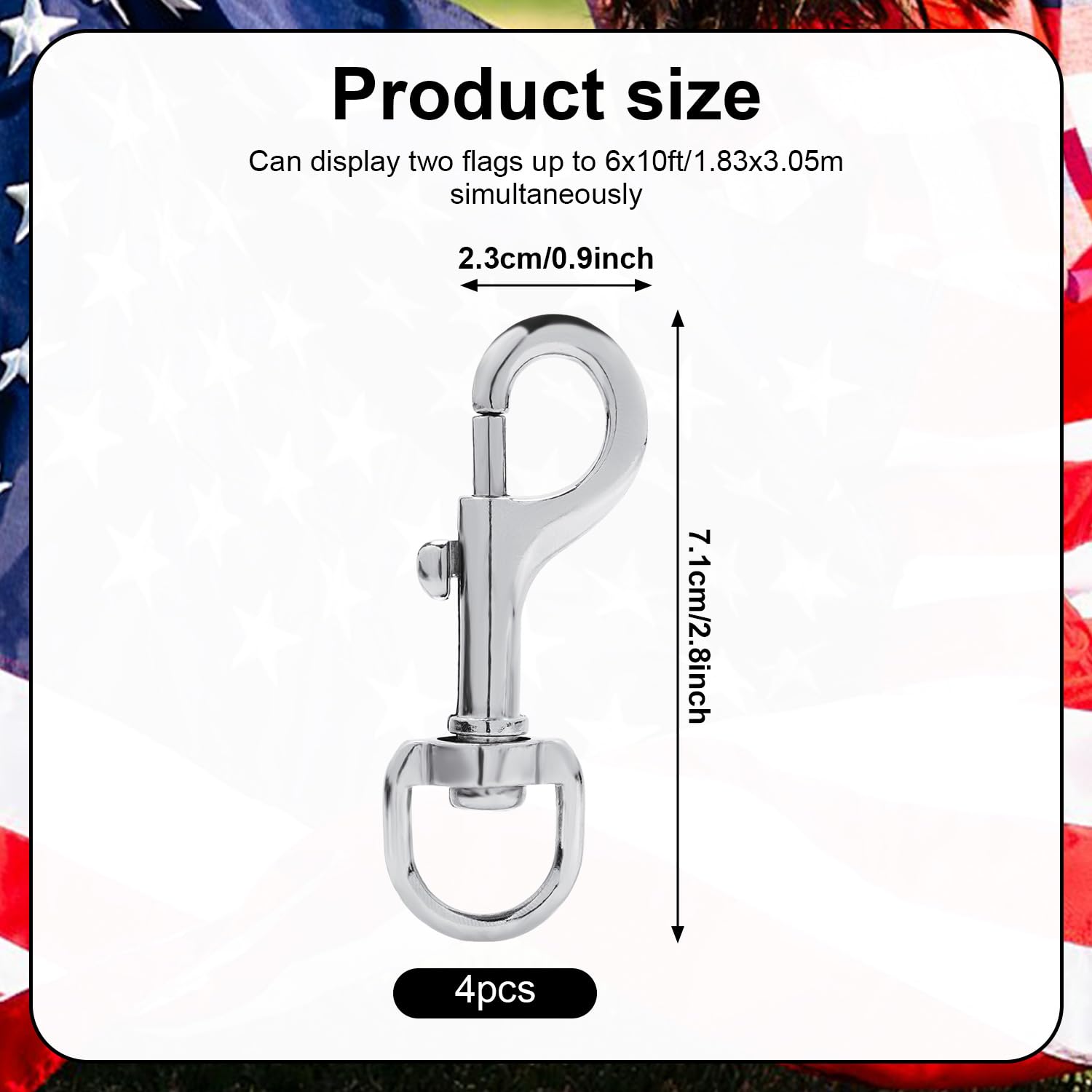 4pcs Heavy Duty Swivel Snap Hooks Rotating Eye Bolt Clips For Dog Leash Flagpole Key Chain And Boat Rope