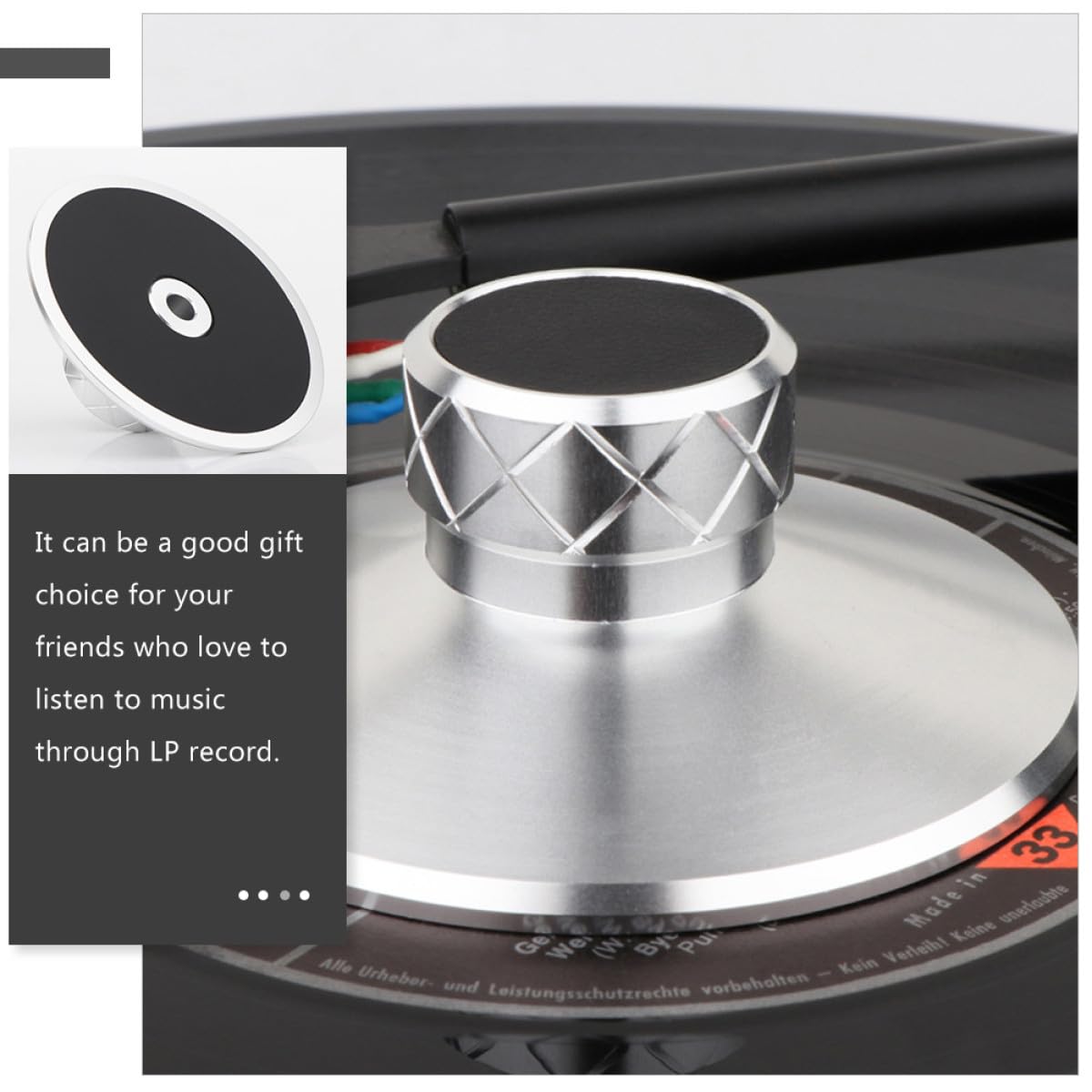 Lurrose Morsetto in Lega di Alluminio e Magnesio per Giradischi Argento Stabilizzatore di Peso Anti-vibrazione Accessorio per Vinili per Dischi in Vinile