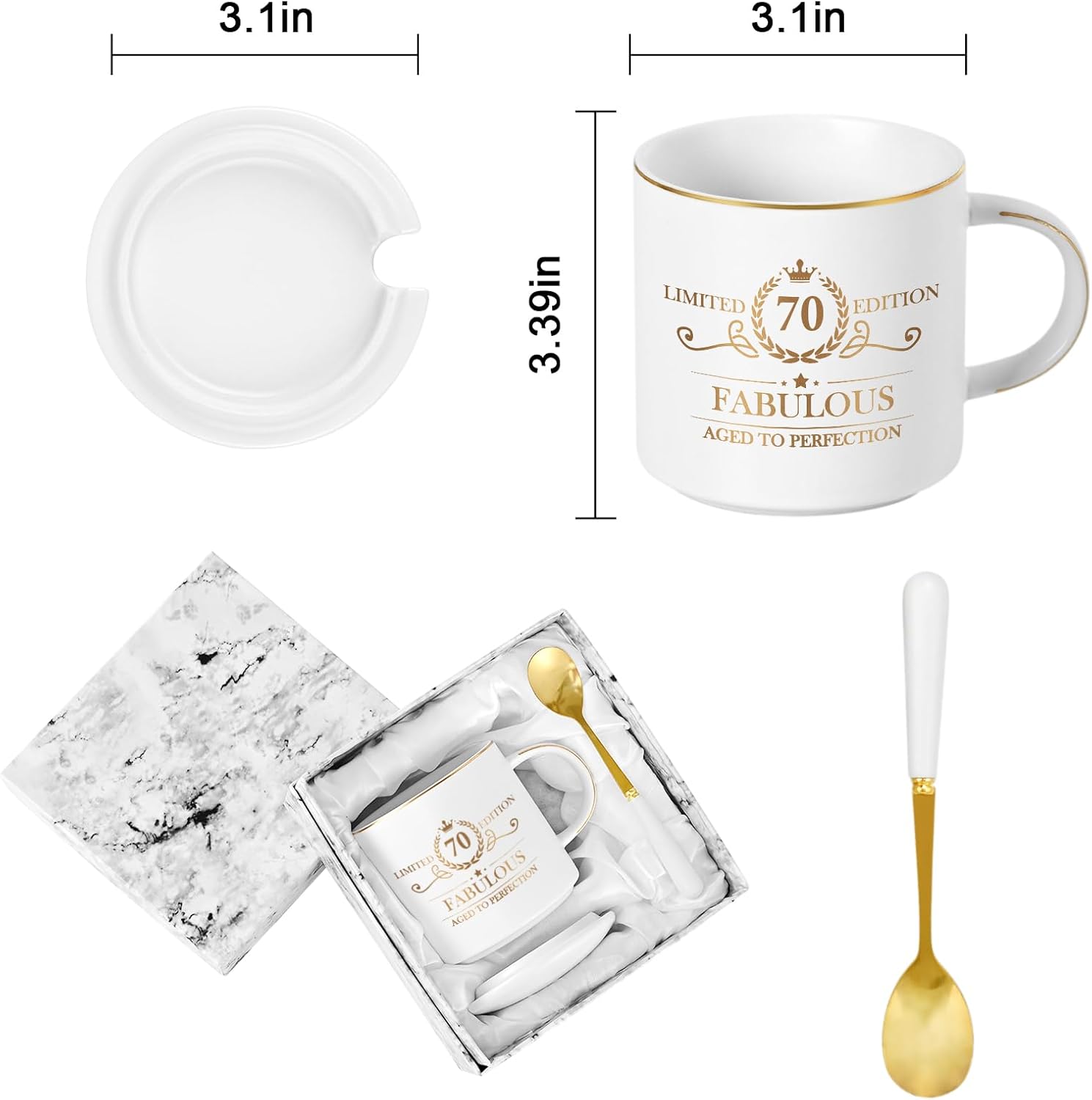 Cabtnca 70th Birthday Gifts for Women, Gifts for 70 Year Old Woman, 70 and Fabulous, Limited 70 Edition Mug, 70th Birthday Gift Ideas for Grandma Mom Aunt, 70th Birthday Mug, 12Oz - Image 8