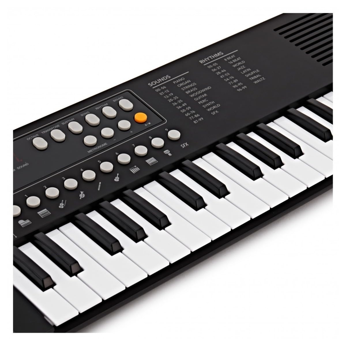 VISIONKEY-1 Mini Teclado Digital 37 Teclas para Niños y Principiantes | Piano Eléctrico de Mini Teclas con Auriculares, 3 Octavas, 100 Sonidos y Ritmos, USB-C o Pilas, Negro
