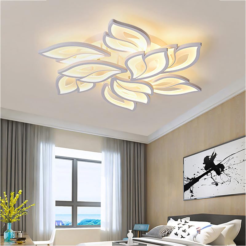 NVZHIDAI LED Ceiling Lights 65W Modern Dimmable 6500K Ceiling Lamp with Remote Control APP Smart Flower Ceiling Lighting Indoor White Light Flush Mount for Bedroom, Living Room, Kitchen-85cm