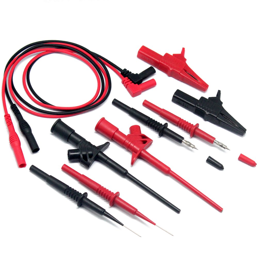 AideTek needle tipped tip lead set for multimeter two safety crocodile clips Shrouded banana plugs lead extensions TLP20162