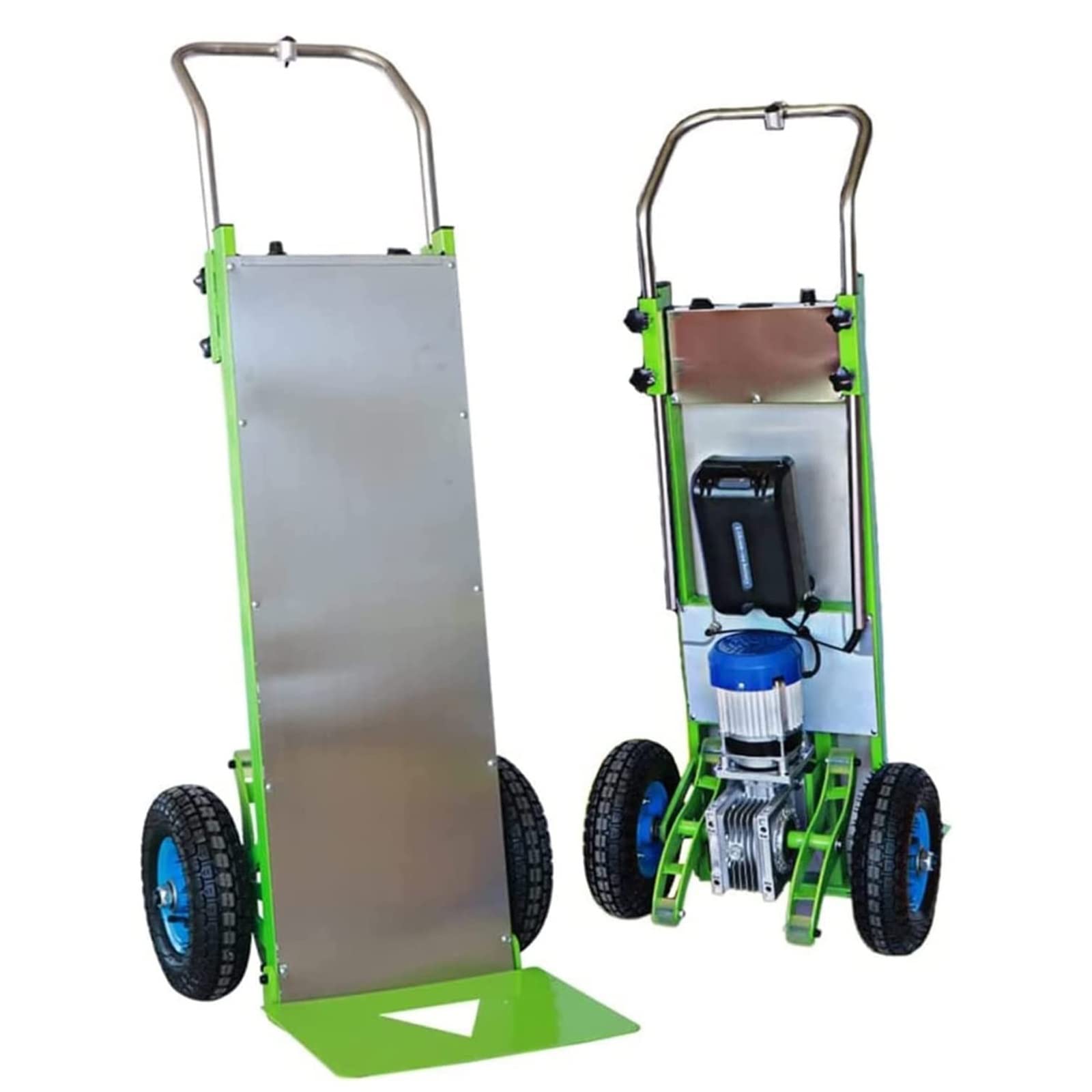 Slittino elettrico per carrello a mano per montascale 200 kg di capacità, motore brushless da 1200 W e batteria rimovibile da 48 V / 36 AH - braccio di supporto a forma di S (colore: verde,