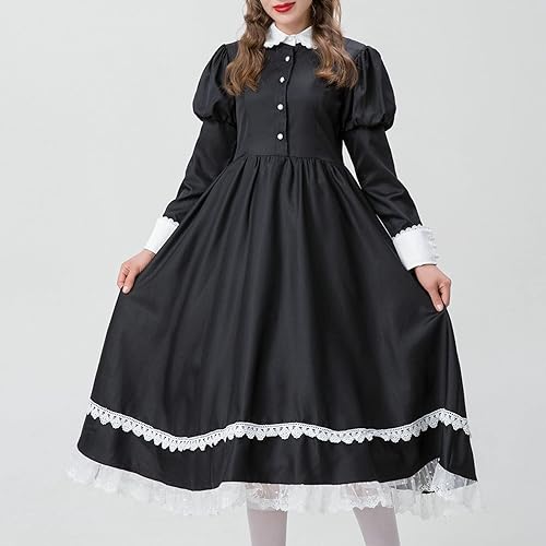 Miniatura 6 de Disfraz clásico de sirvienta lindo uniforme para mujer disfraz de cosplay de sirvienta delantal francés vestido elegante Lolita Kawaii