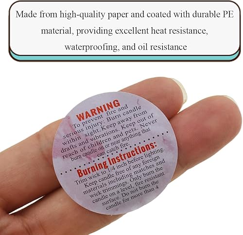 Miniatura 20 de HAHIYO 500 calcomanías de advertencia de velas circulares negras de 1 pulgada, etiquetas de seguridad para derretir cera para hacer velas