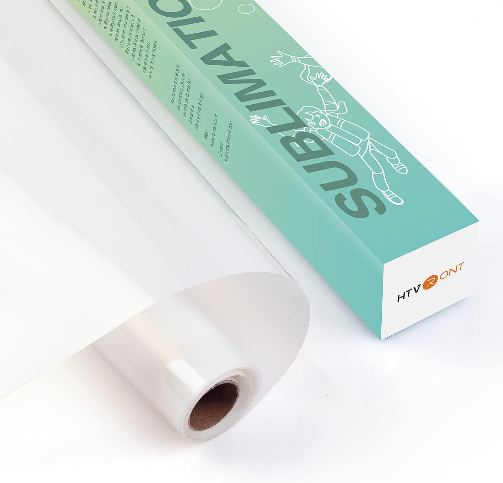 HTVRONT Clear HTV Vinyl for Sublimation - 12" X 5FT Upgraded Matte Sublimation Vinyl - Wash Durable Clear Dye Sub HTV for Light-Colored Cotton Fabric