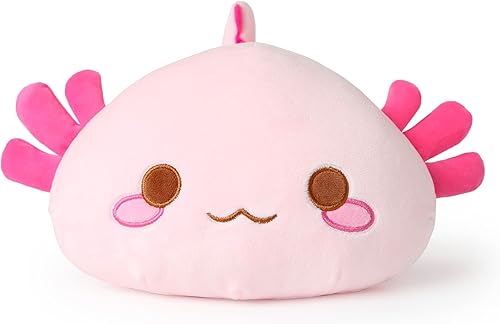 Miniatura 33 de Onsoyours - Linda almohada afelpada grande con diseño de ajolote/salamandra y relleno suave, estilo kawaii (ajolote color naranja, 19 pulgadas)