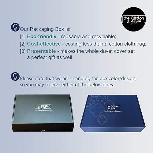 Miniatura 7 de The Cotton & Silk Juego de funda de edredón 100% algodón de fibra larga (1 funda de edredón, con lazos en las esquinas y cierre de cremallera