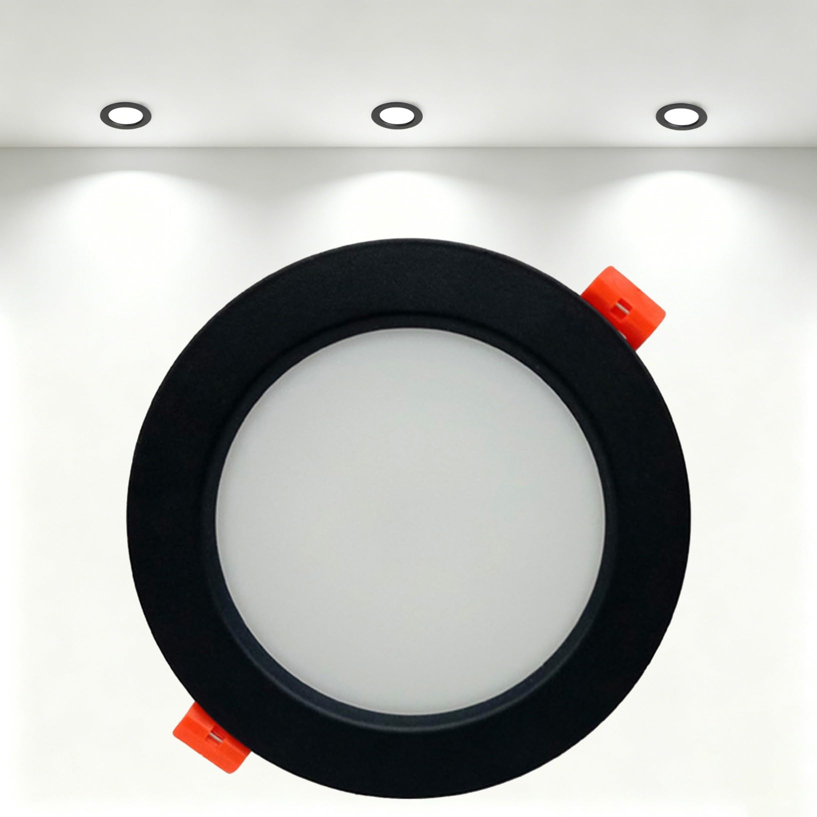 VOGHMOLD 24W Ultra Slim LED Downlight Recessed Ceiling Light 8 inch, 6000K Spot Lights Black Aluminum Trim, Cut Φ190-210mm, AC110-240V Panel Lighting for Office Hallway Closet, 1 Pack