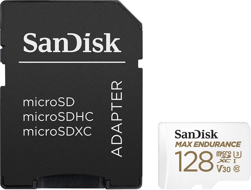 SanDisk MAX Endurance Video Monitoring for Dashcams & Home Monitoring 128 GB microSDXC Memory Card + SD Adaptor 60,000 Hours Endurance