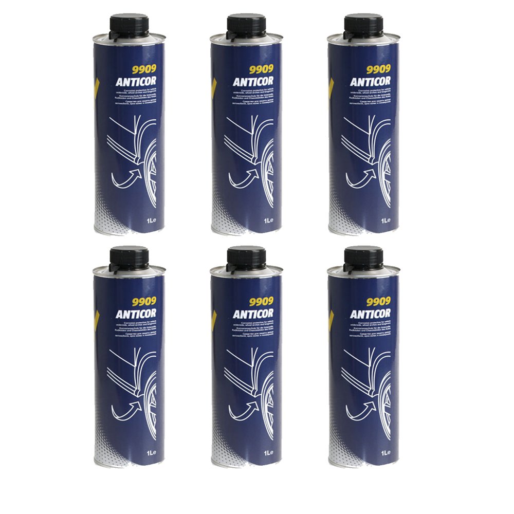MANNOL 6 x 1000ml 9909 Anticor Schwarz/Wachs Unterbodenschutz Steinschlagschutz