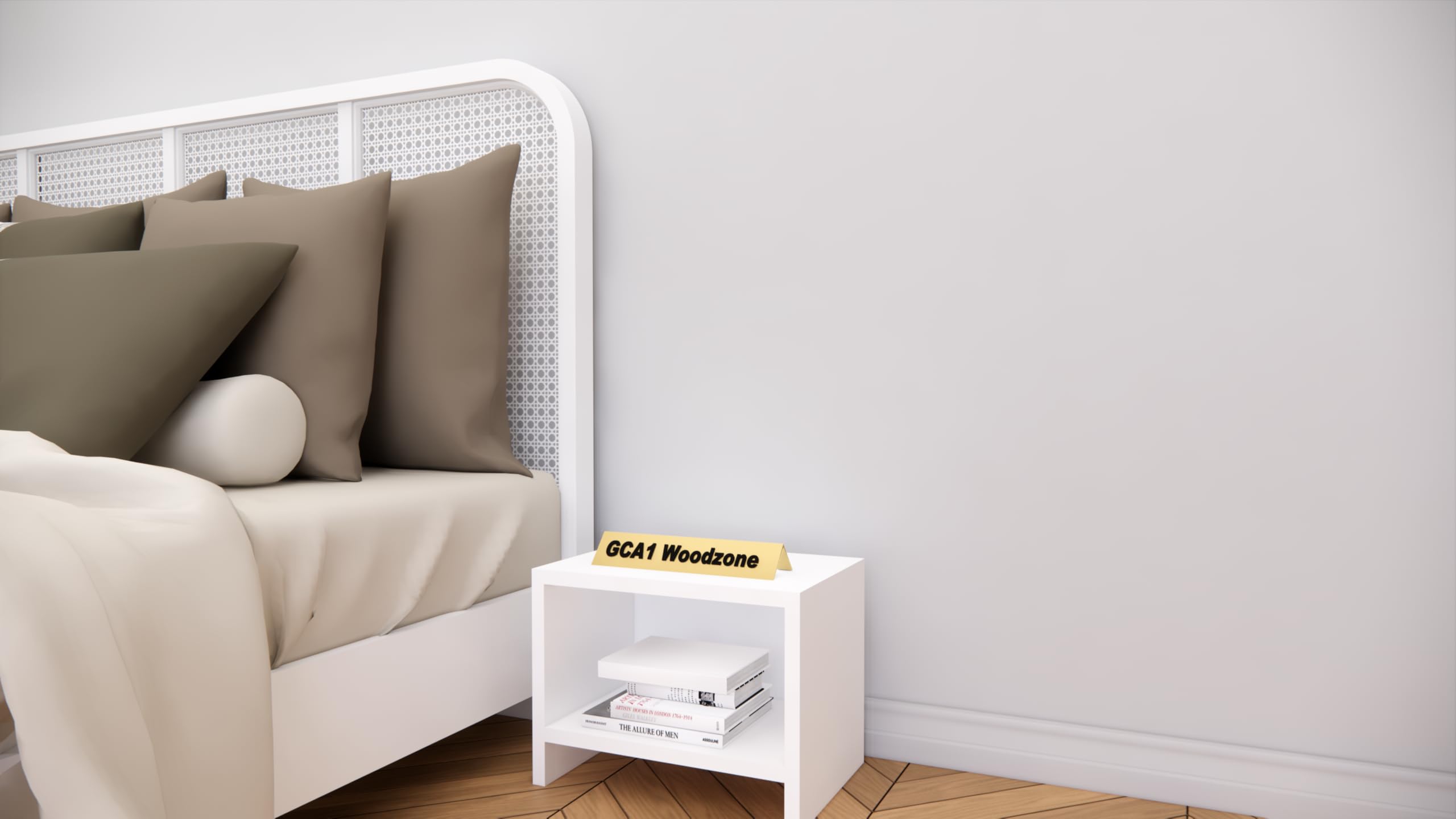 Modern Bedside Table with Top Display Shelf | Wooden Nightstand Side Table with Storage Rack | Space Saving End Table for Bedroom (White)-picture-16