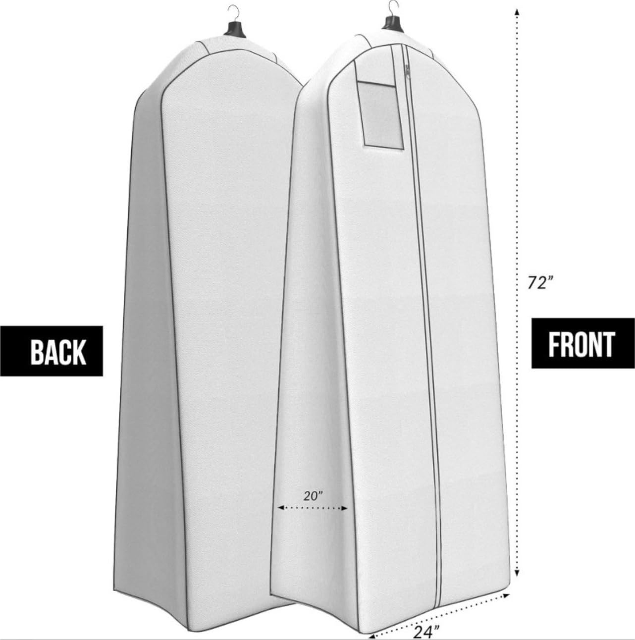Bolsas De Traje Viaje 2 Bolsas De Vestido Largo 72 Pulgadas, Bolsa Ropa para Boda con Refuerzo 20, Bata para Mujer, para Vestidos Formales Novia Almacenamiento De Ropa