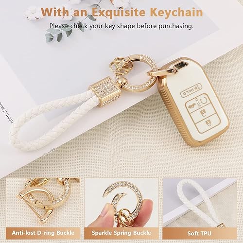 Miniatura 5 de PIFOOG Funda para llavero para Honda Civic Accord CRV Passort Pilot Insight, accesorios de 5 botones para llaves remotas de automóvil, protector de