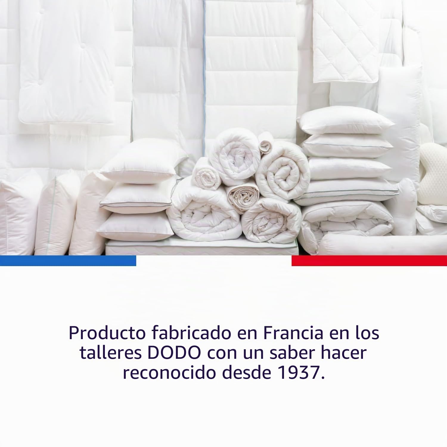 Dodo | Juego de 2 Almohadas Naturales de 60 x 60 cm | Comodidad Firme | 2 Almohadas Meribel 100% Plumas, Suave y termorregulante, Fabricado en Francia, Lavable a máquina a 40 °C