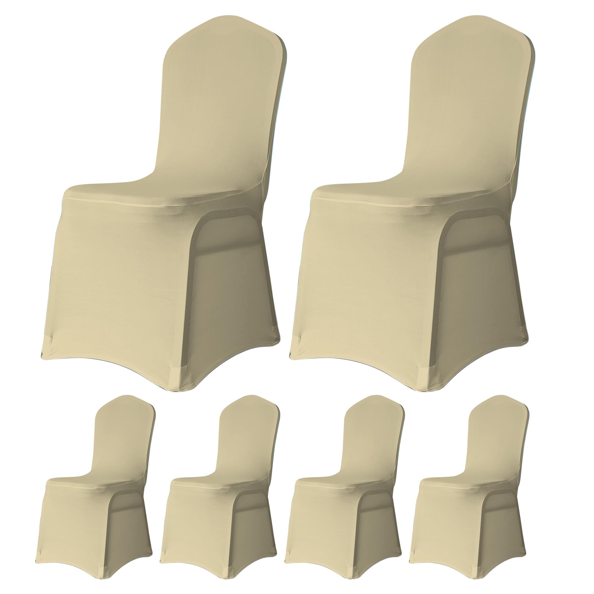 Trimming Shop Wedding Chair Covers Flat Front Design, Champagne, Pack of 8
