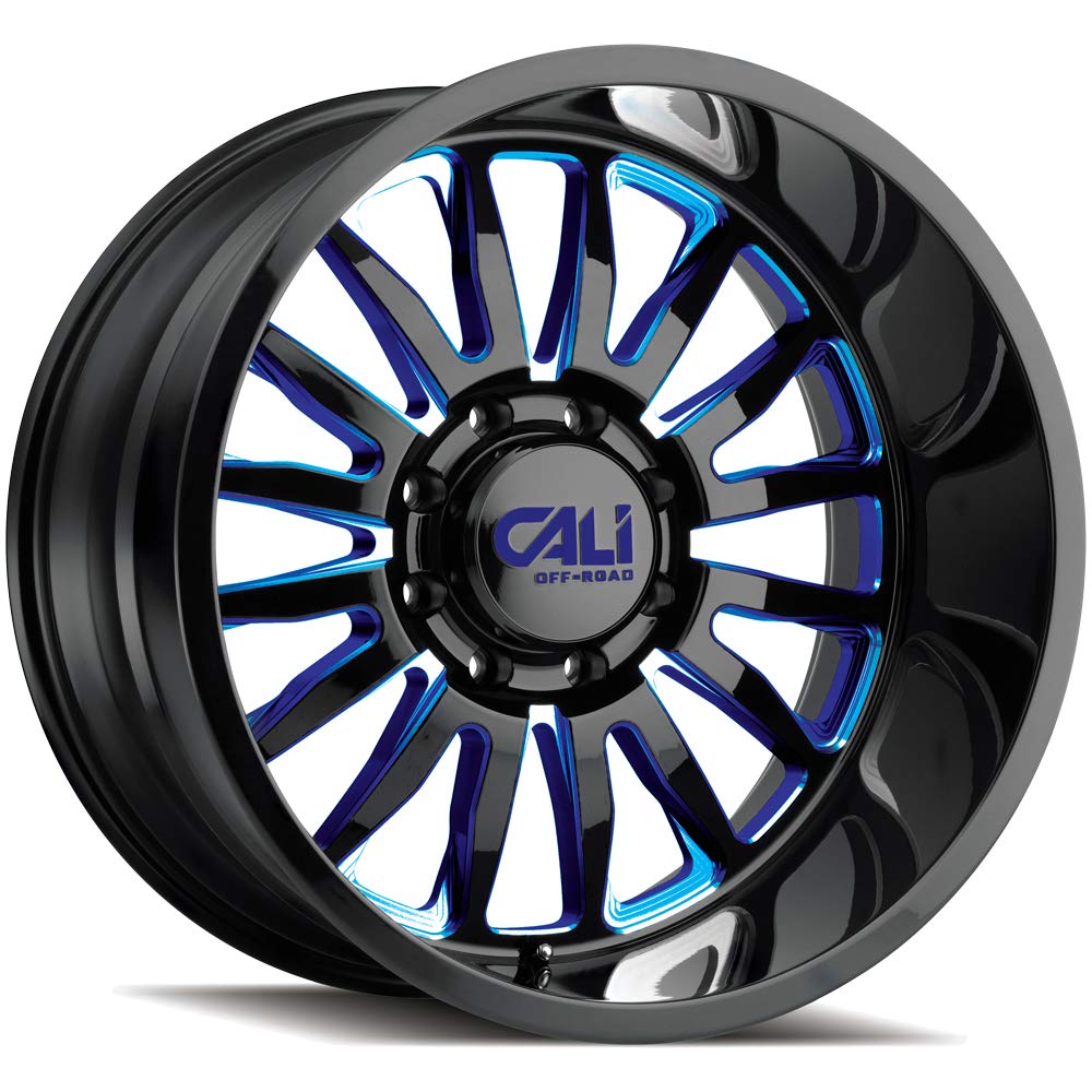 9110-22236BTB Summit 9110 Gloss Black/Blue Milled Spokes 22X12 6-135 ...